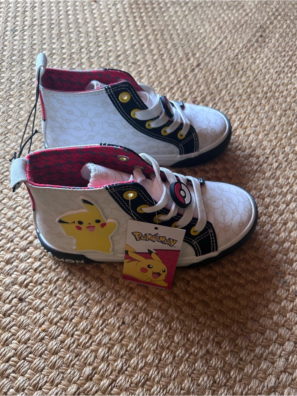 Pokemon Kids' Pikachu High-Top Sneakers in White